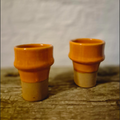 Handcrafted mug with natural clay base & color dip glaze, orange/terracotta, 8 cm