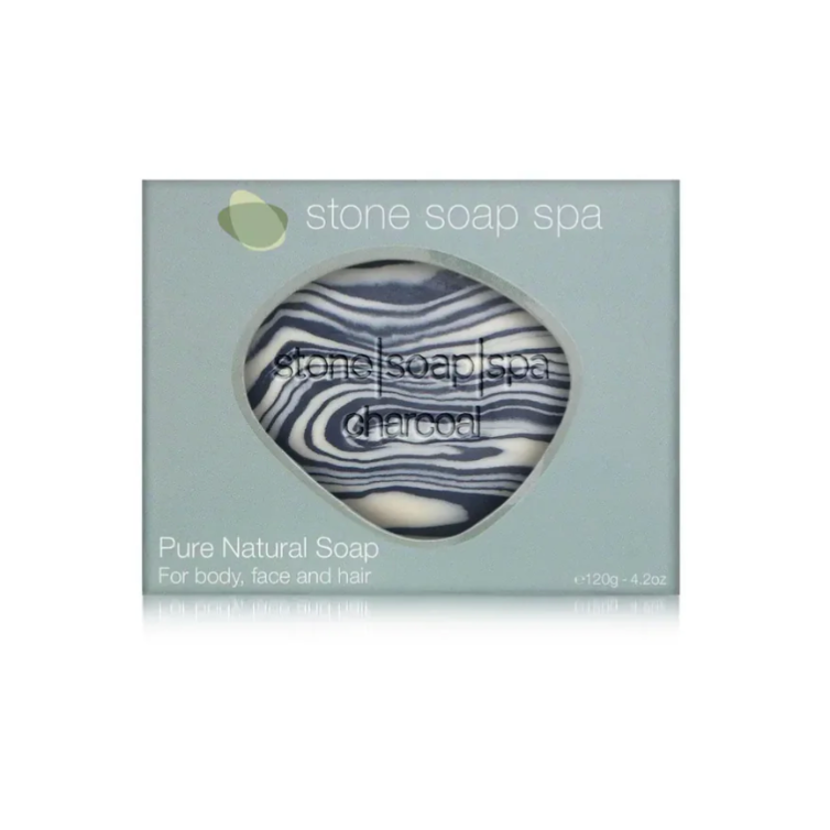STONE SOAP SPA - "Charcoal", Scent of PEPPERMINT & TEA TREE 120g