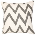 Chhatwal & Jonsson - 100% Italian linen cushion cover, off-white and charcoal grey zig-zag stripe
