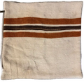 Moroccan hand-woven cushion cover 50x50cm, off-white with brown and burnt orange stripes