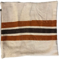 Moroccan hand-woven cushion cover 50x50cm, off-white with burnt orange and brown stripes