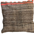 Moroccan hand-woven wool cushion cover 50x50cm, brown with orange detail