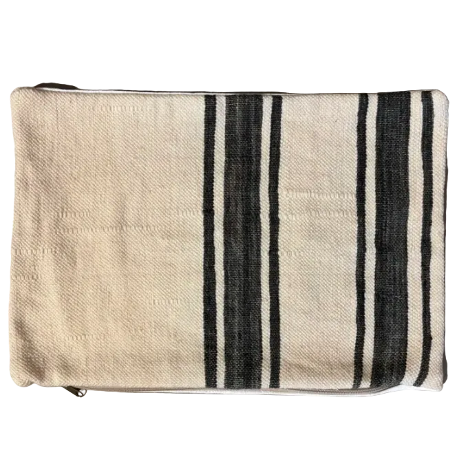 Moroccan hand-woven wool cushion cover 60x40cm, brown and off-white