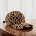 Leopard-print corduroy cap - camel brown