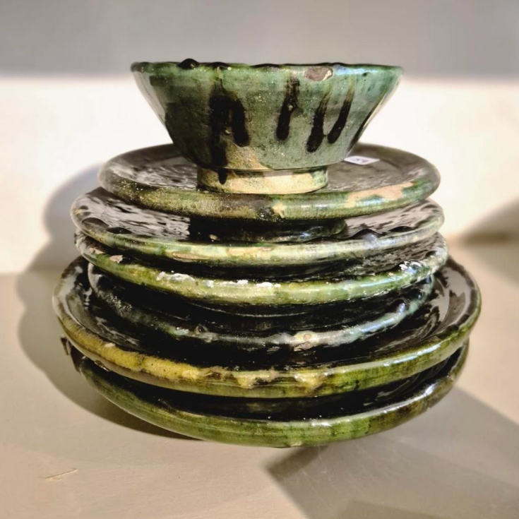 Tamegroute Green Pedestal Plate