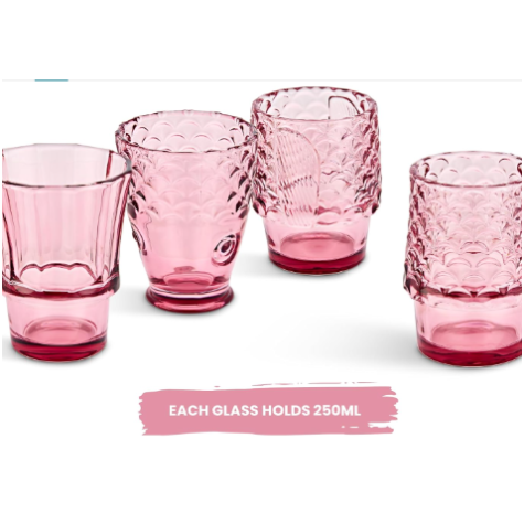 Fish Stacking Glass - Set of 4 250ml (Pink)