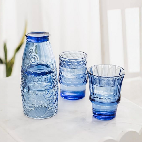 PRE-ORDER Fish Stacking Glass - Set of 4 250ml (Blue)