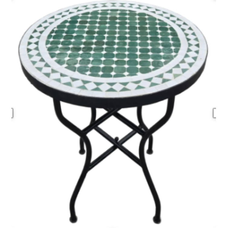 Moroccan Mosaic Table ‘Green/White’ 80cm