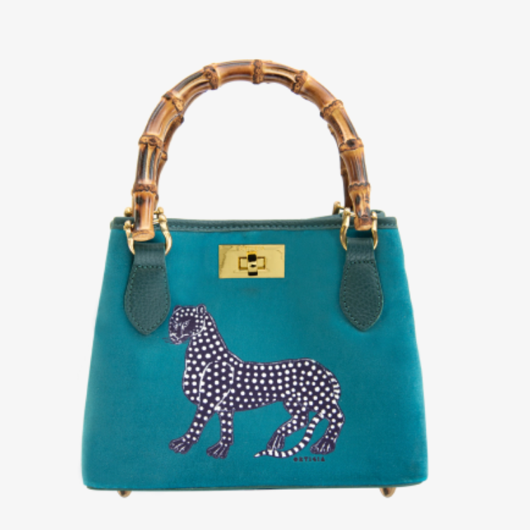 Velvet Bamboo Bag Petrolio