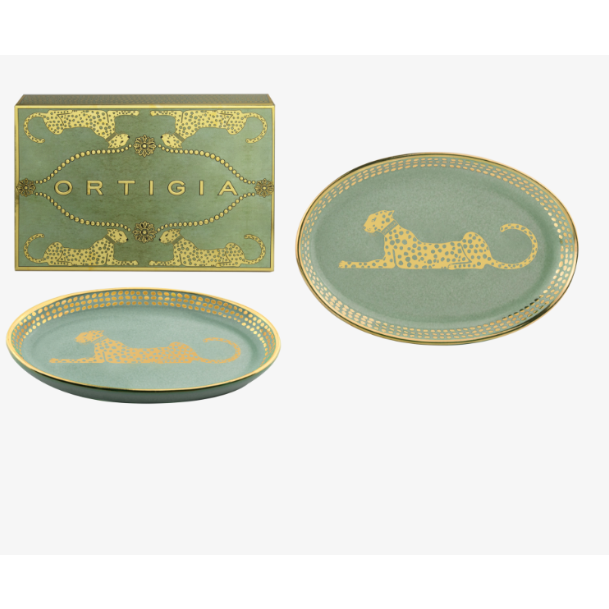 Ortigia Sicilia Spotty Oval Dish (Green)
