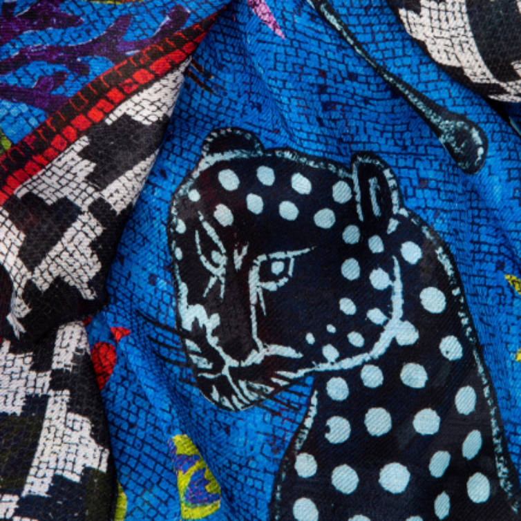 Ocelot Sciarpa Misto Cashmere Blu Negativo 200x70cm