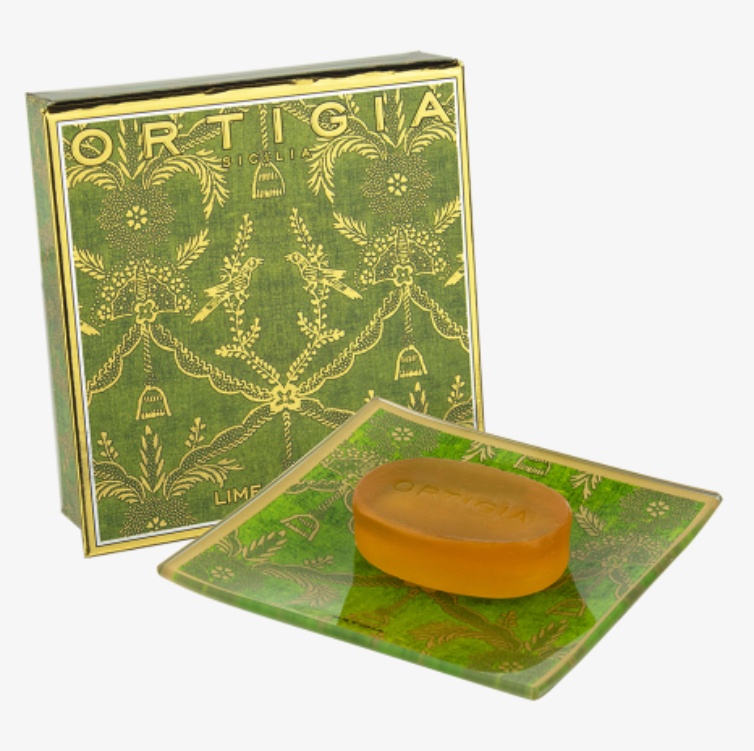 Ortigia Sicilia Lime Di Sicilia Glass Plate & Soap