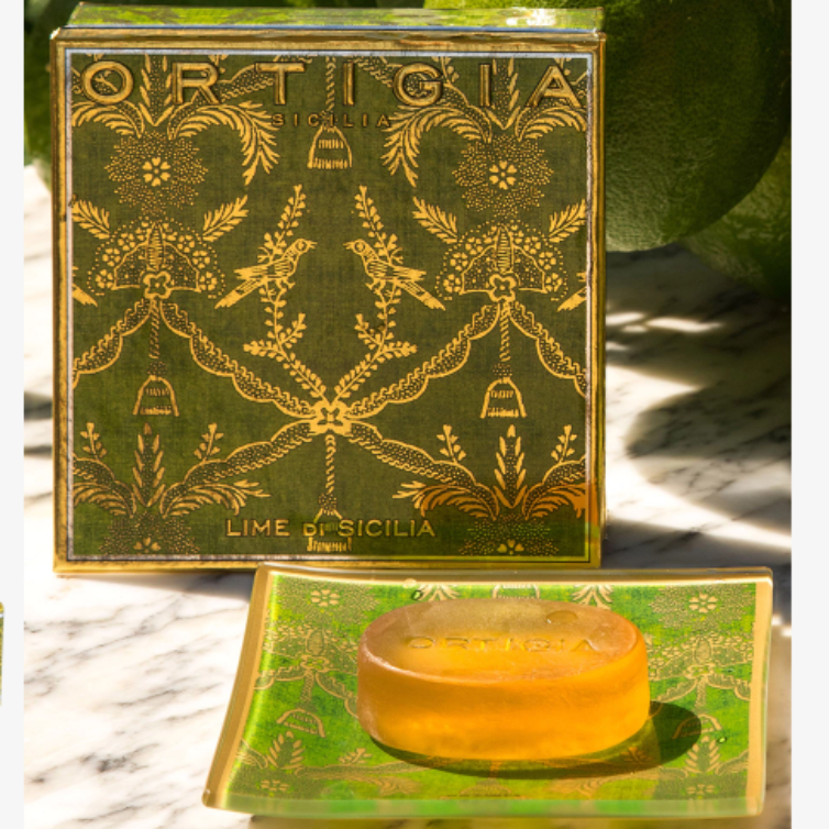 Ortigia Sicilia Lime Di Sicilia Glass Plate & Soap