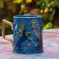 Ortigia Sicilia - Ceramic mug  "Tazza" with gold detail, Blue