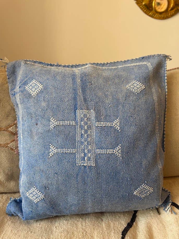 Cactus Silk (Kaktusfiber) kuddfordral - Denimblå 50 x 50 cm