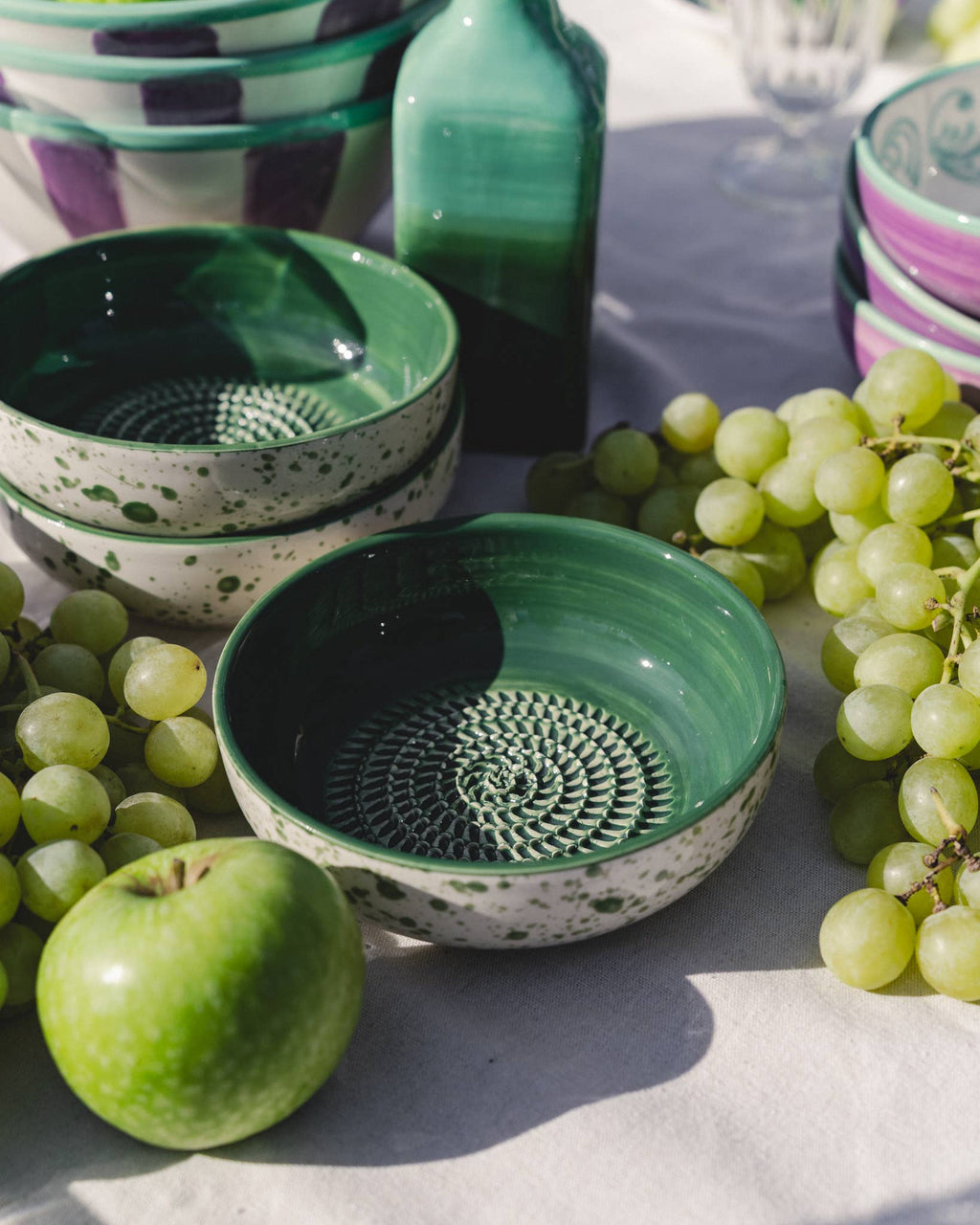 Garlic Grater Plate - Medium Ceramic Green - Jade