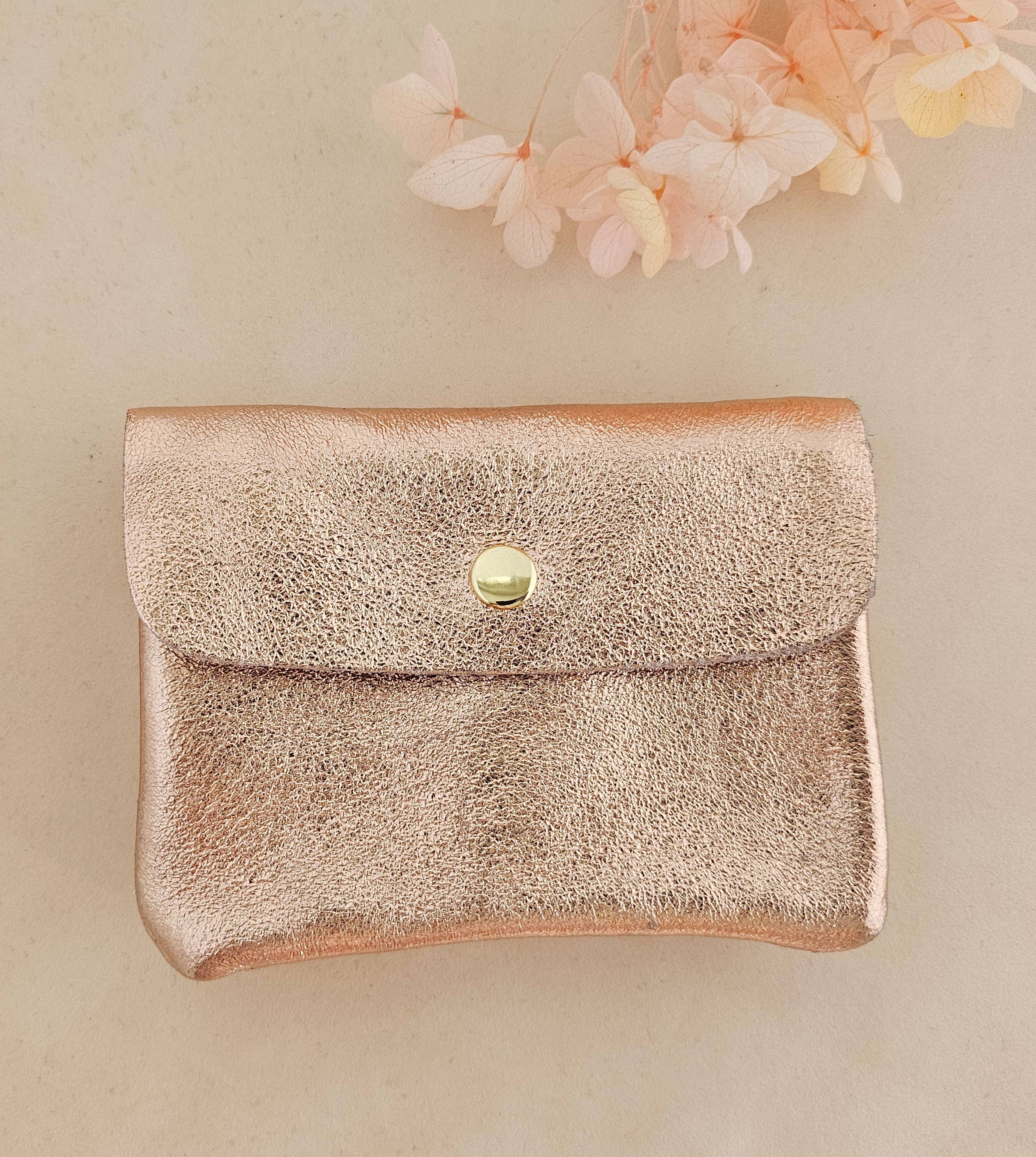 Kangoo metallic cowhide leather coin purse: Grass green