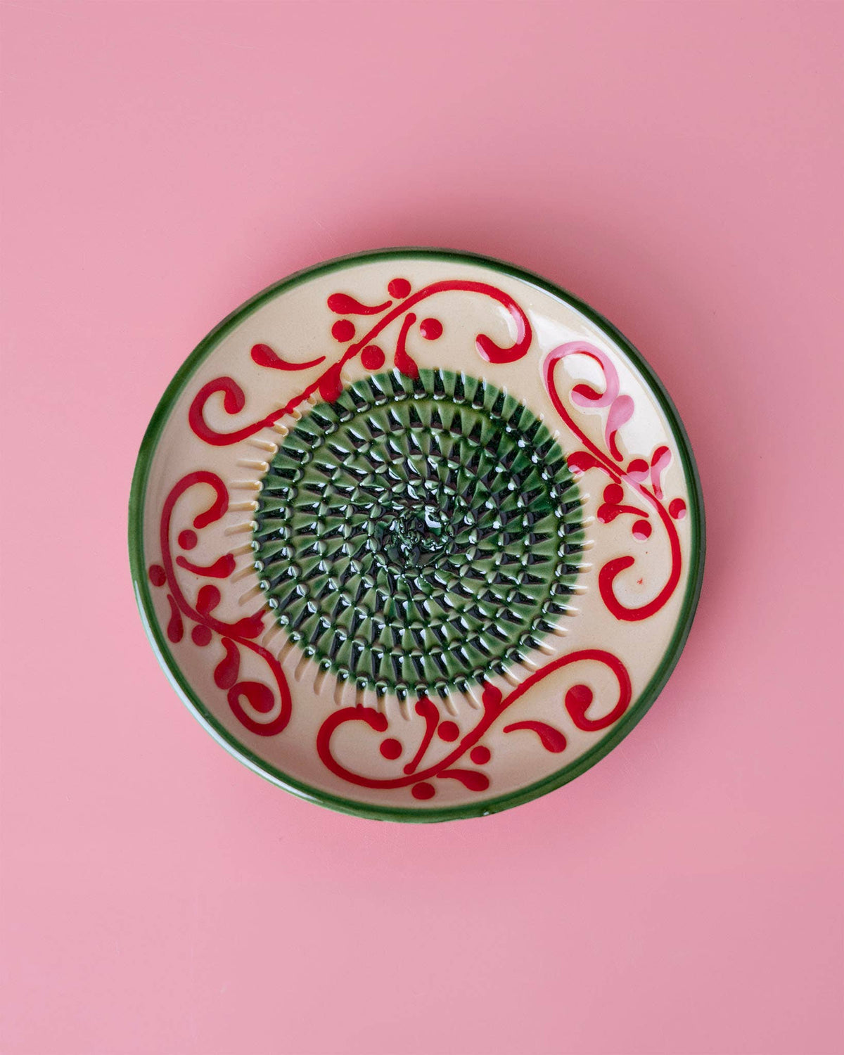 Ceramic Grater Plate - Small Green Alhambra