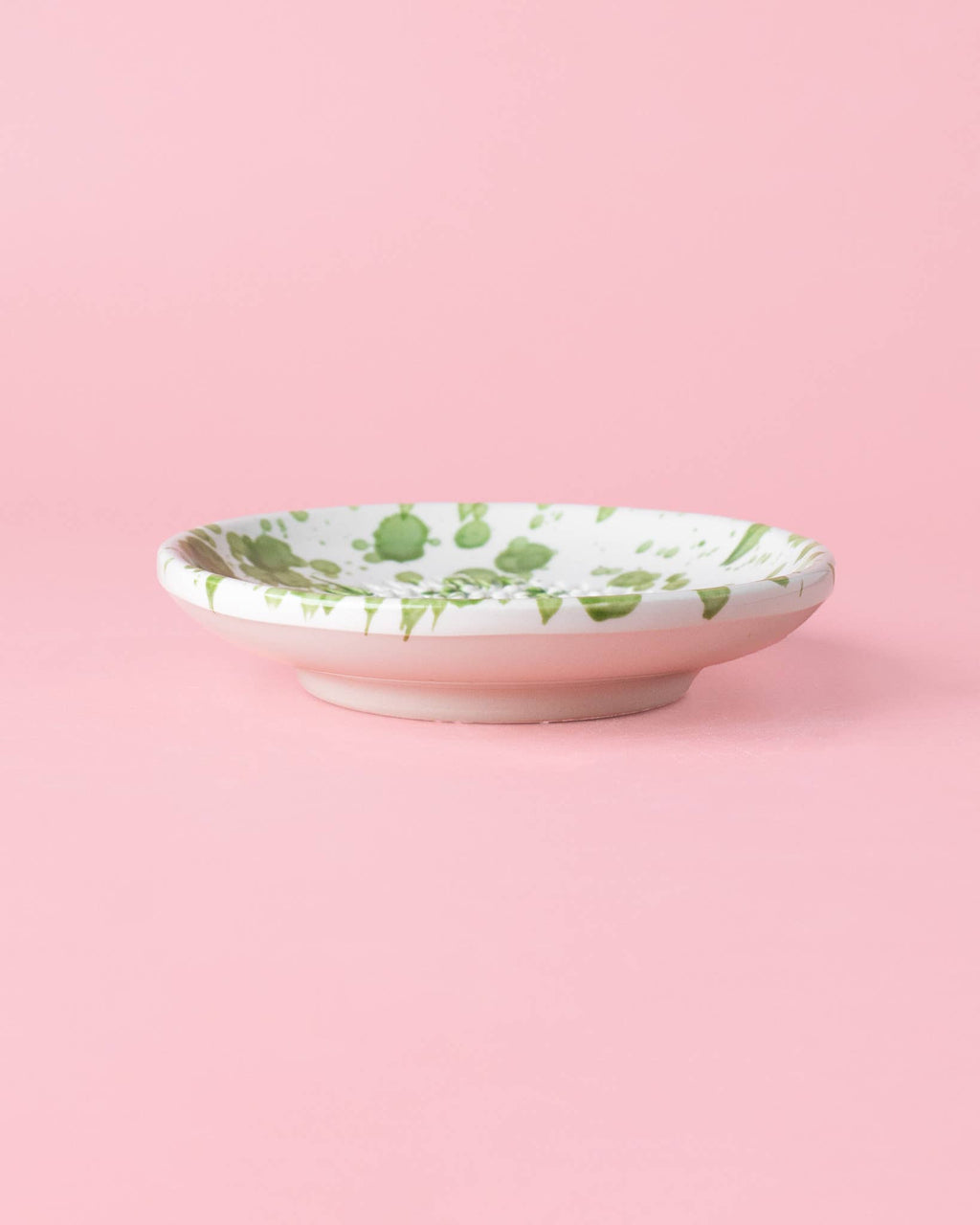 Ceramic Garlic Grater Plate - Small Green & White - Moss