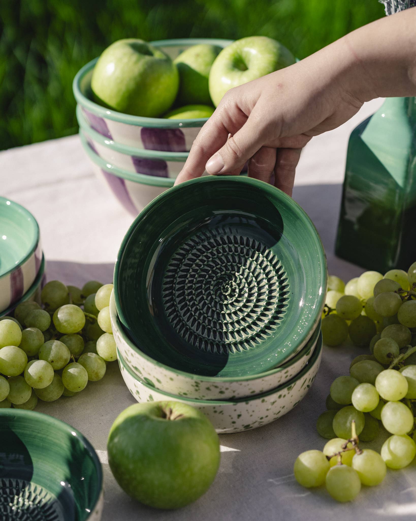 Garlic Grater Plate - Medium Ceramic Green - Jade