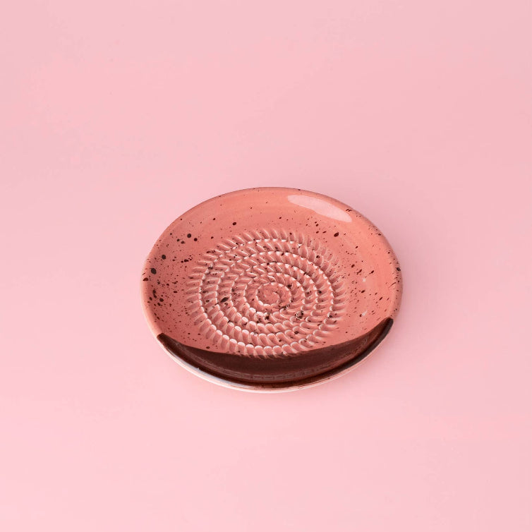 Small Ceramic Garlic Grater Plate - Gift Ready - Chocolate