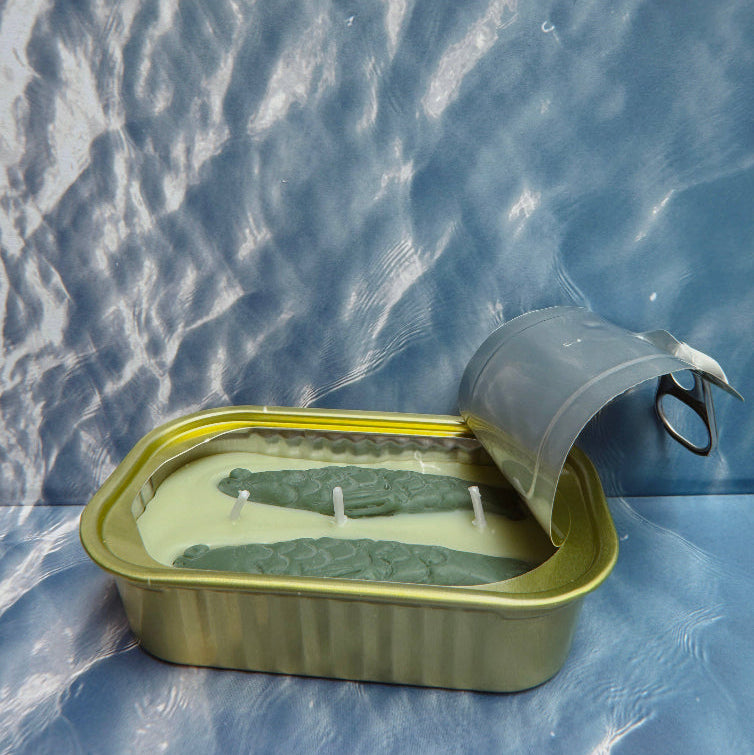 Tinned Fish Candle - Soy Wax Green Tea & Lemongrass 