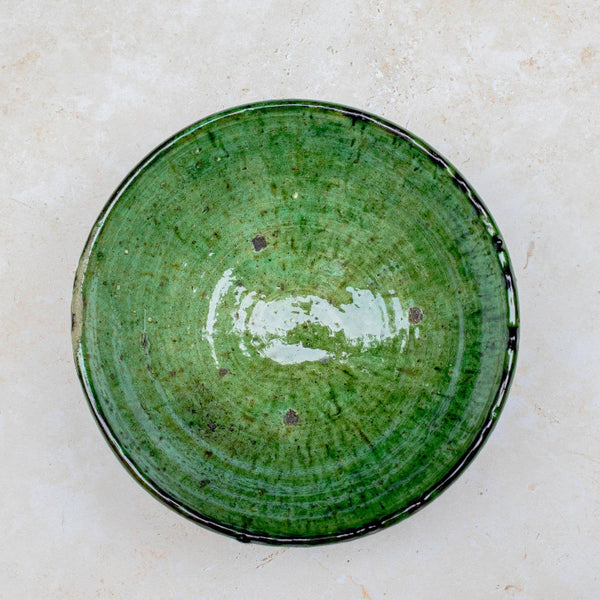 Handmade Moroccan Tamegroute Green Ceramic Serving Bowl 20 cm x 12 cm