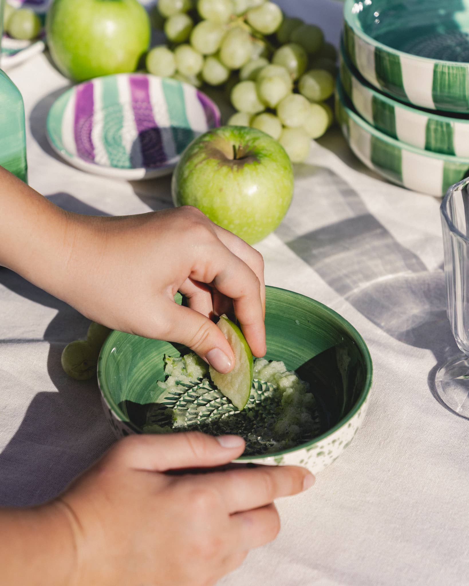 Garlic Grater Plate - Medium Ceramic Green - Jade