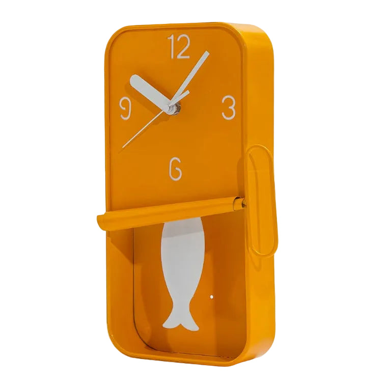 Orange Metal Sardine Tin Pendulum Wall Clock (PRE ORDER)
