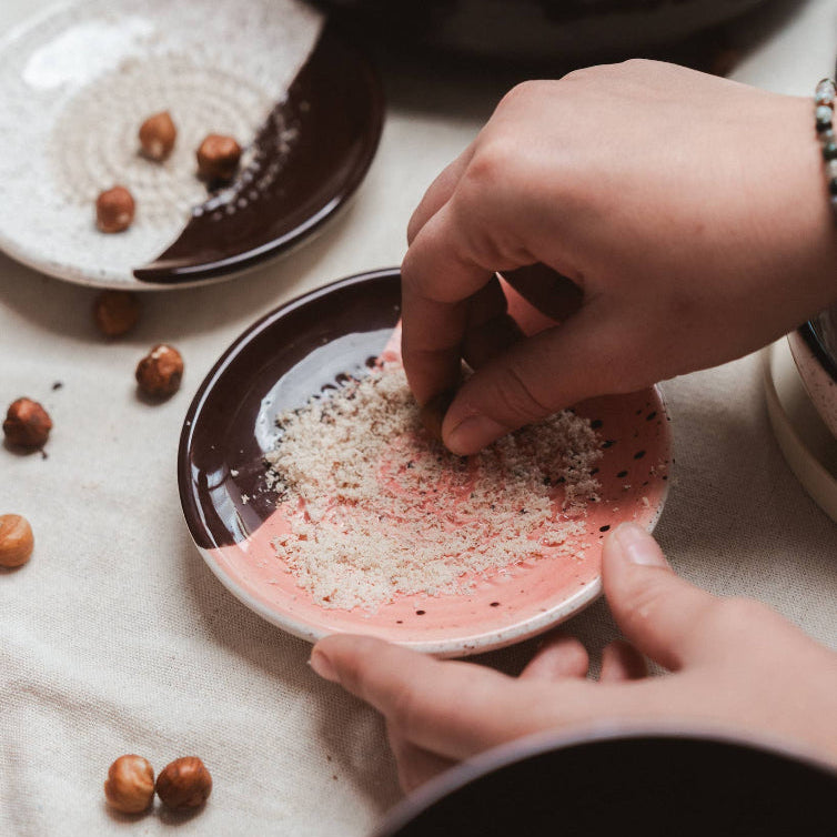 Small Ceramic Garlic Grater Plate - Gift Ready - Chocolate