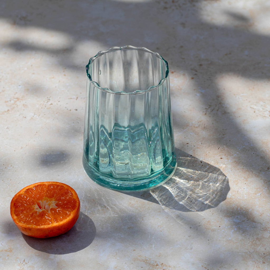 Handmade Moroccan Beldi Ridged Glasses Set of 6 - Clear