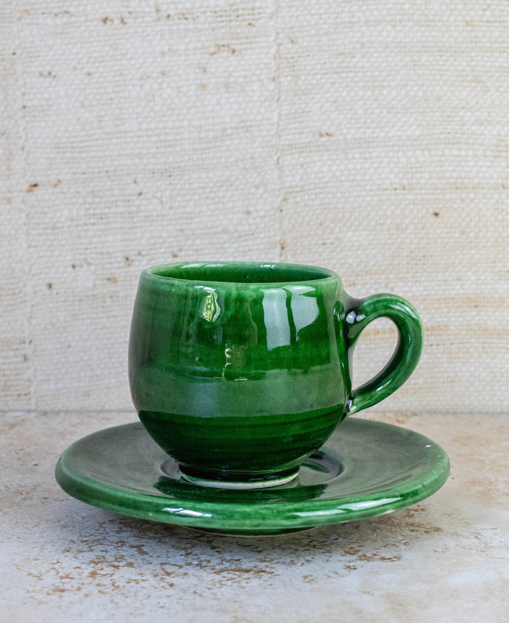 Tazekka Green Moroccan Ceramic Espresso Set