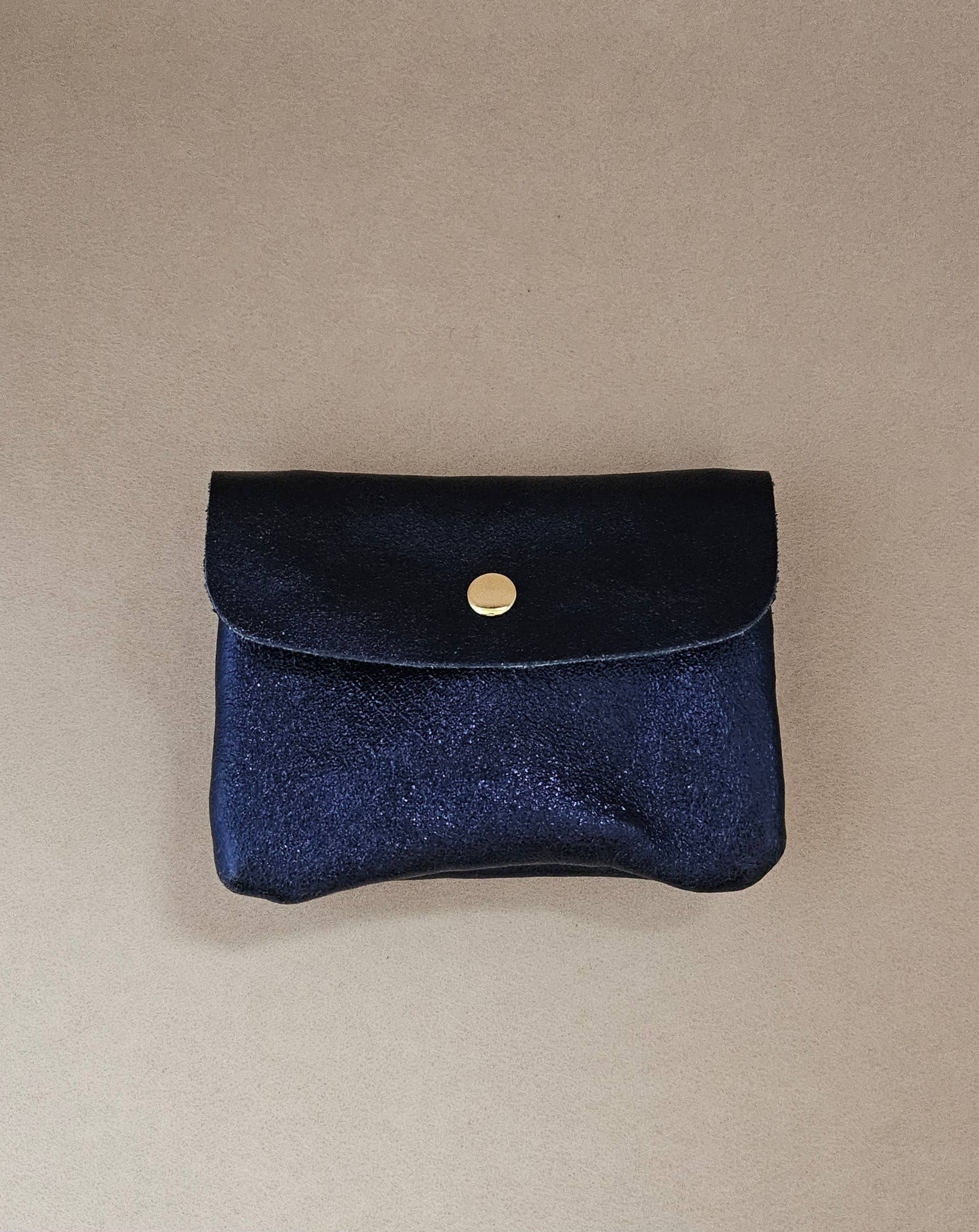 Kangoo metallic cowhide leather coin purse: Grass green
