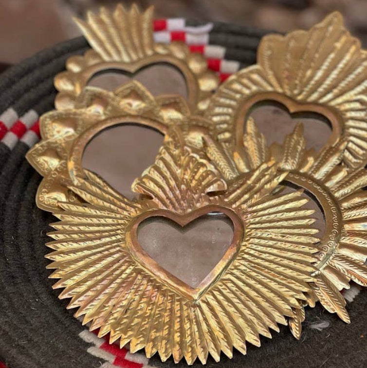 Mirror King Heart, Bronze, Gold, mirror