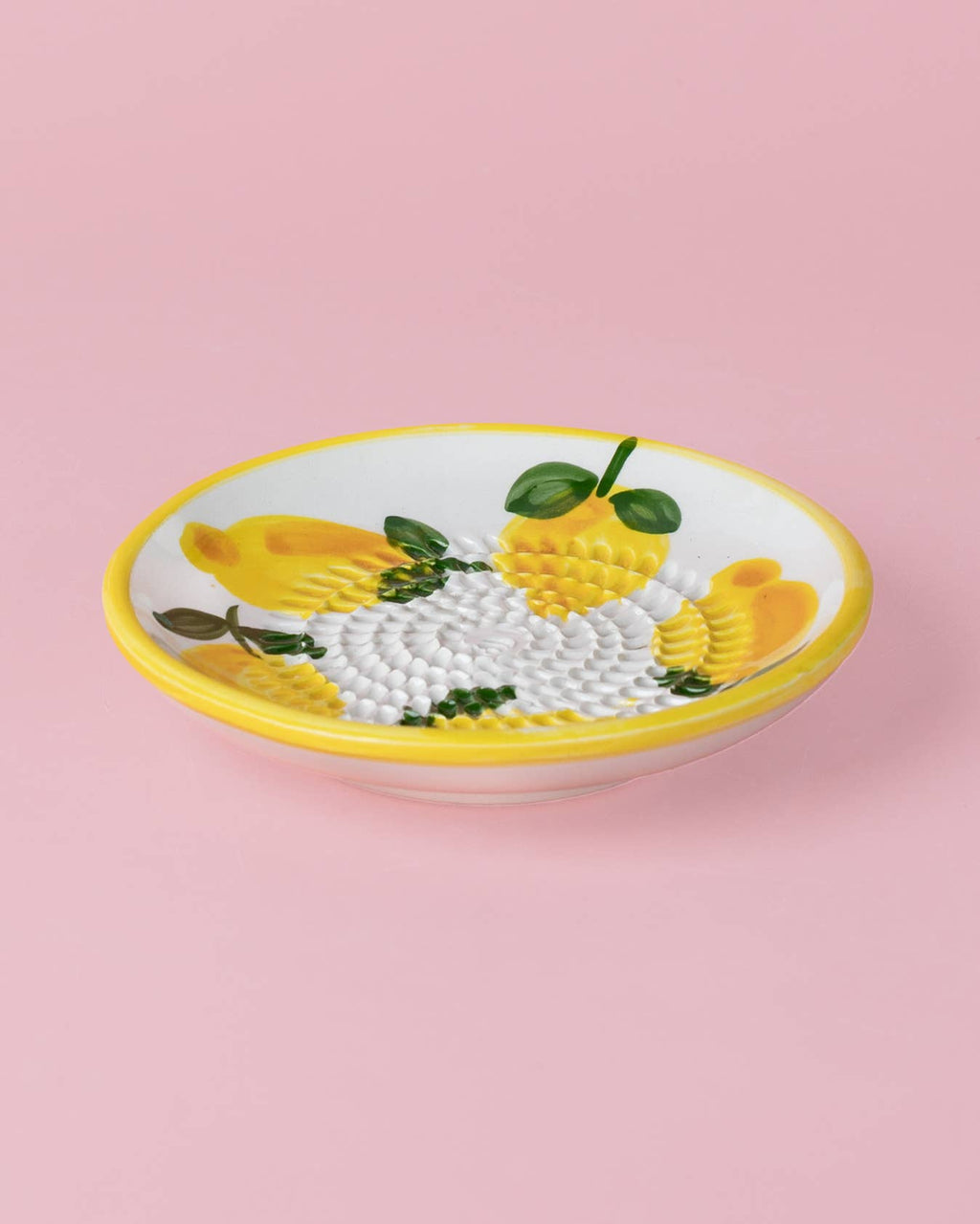 Ceramic Garlic Grater Plate - Yellow & White - Small Lemon