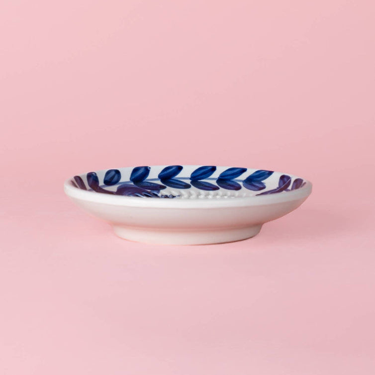 Ceramic Garlic Grater Plate - Small Blue Traditional - Nerja (Leverans V.45)