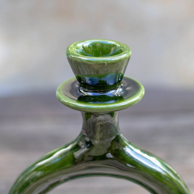 Handmade Moroccan Green Ceramic Candle Holder 20 cm
