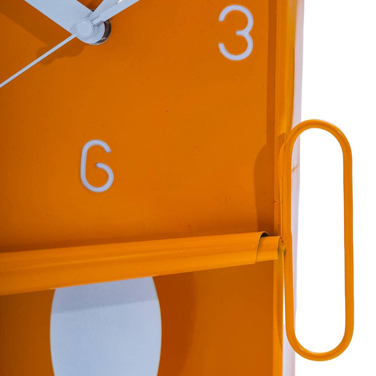 Orange Metal Sardine Tin Pendulum Wall Clock (PRE ORDER)