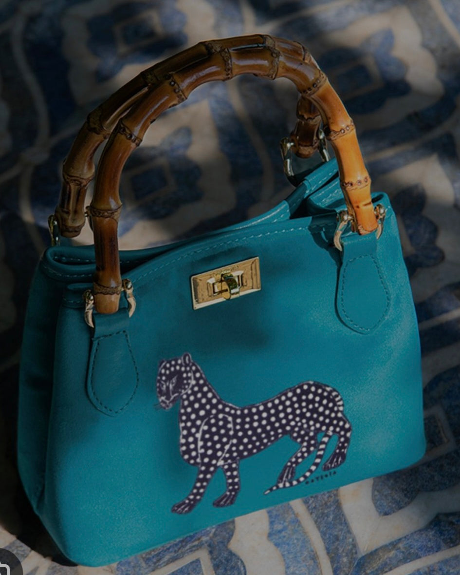 Velvet Bamboo Bag Petrolio