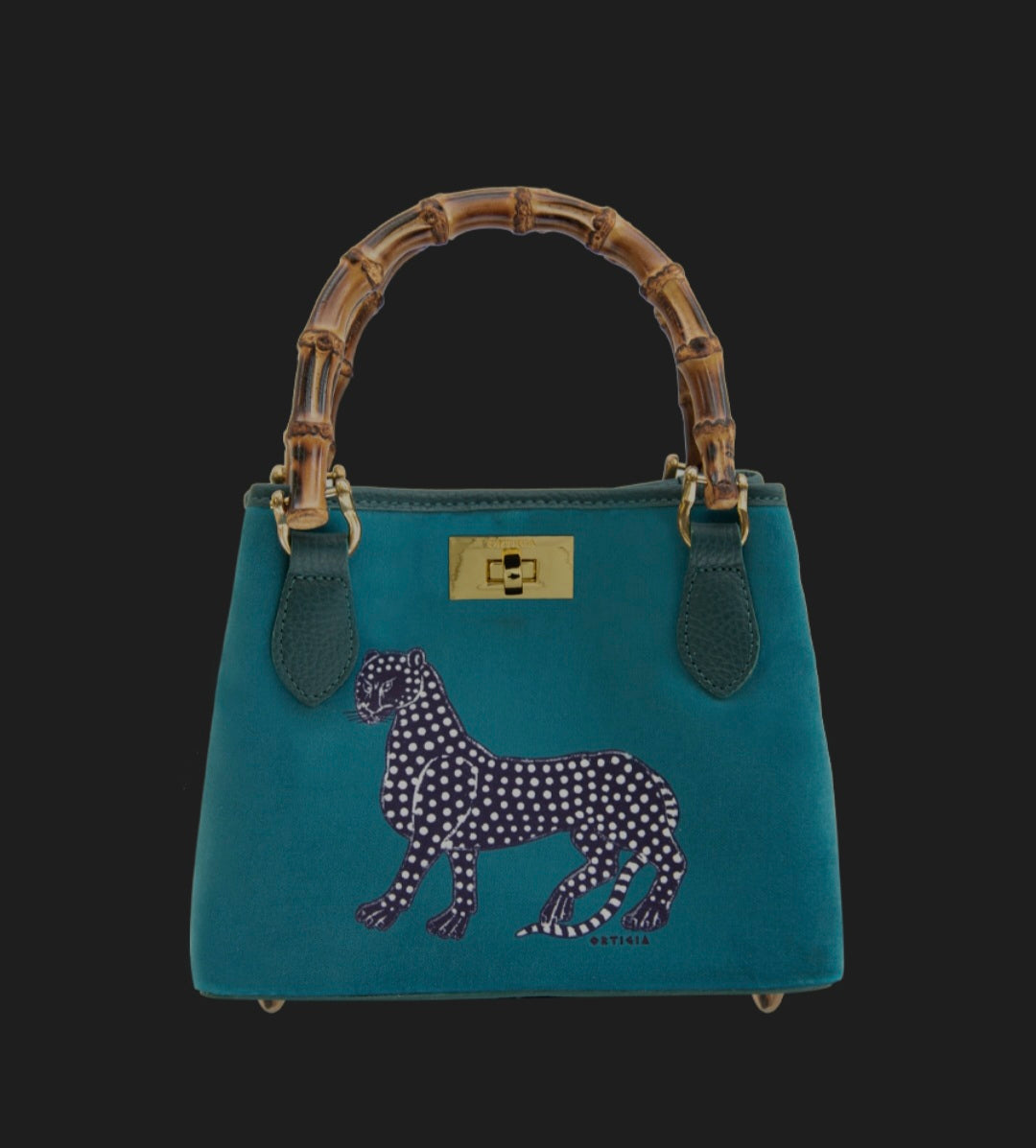 Velvet Bamboo Bag Petrolio