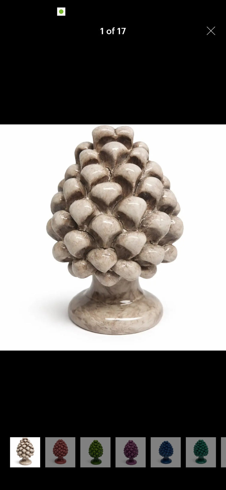 Pigne Siciliana- Caltagirone Ceramic Pinecone cm H. 18 cm - grey/beige, orange, forest green
