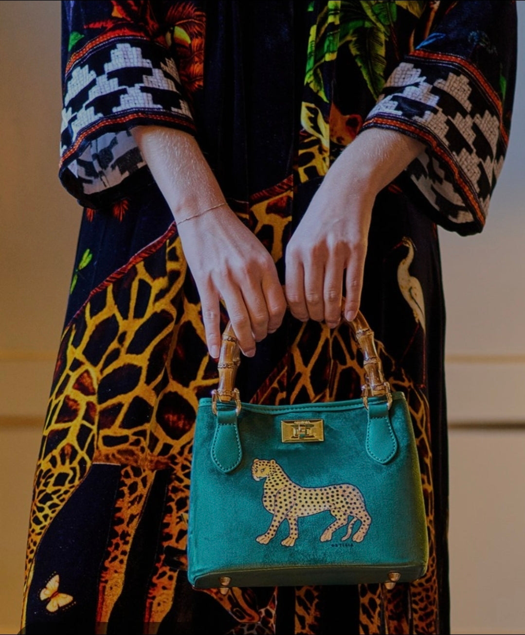 Velvet Bamboo Bag Petrolio