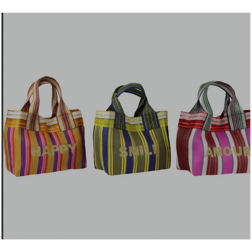 Colorful retro-inspired mesh bag "Written Vibes" - "Amour", "Happy", "Smile"